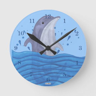 Dolphin Splash Round Clock