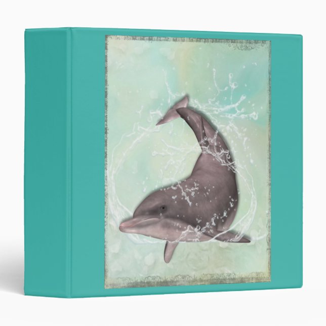 Dolphin Splashing Around in Aqua Green Water Binder (Front/Spine)