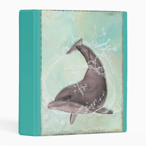 Dolphin Splashing Around in Cool Green Water Mini Binder