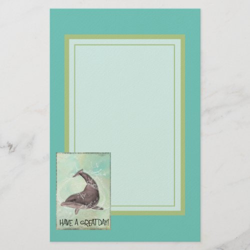 Dolphin Splashing Around Says Have A Great Day Stationery