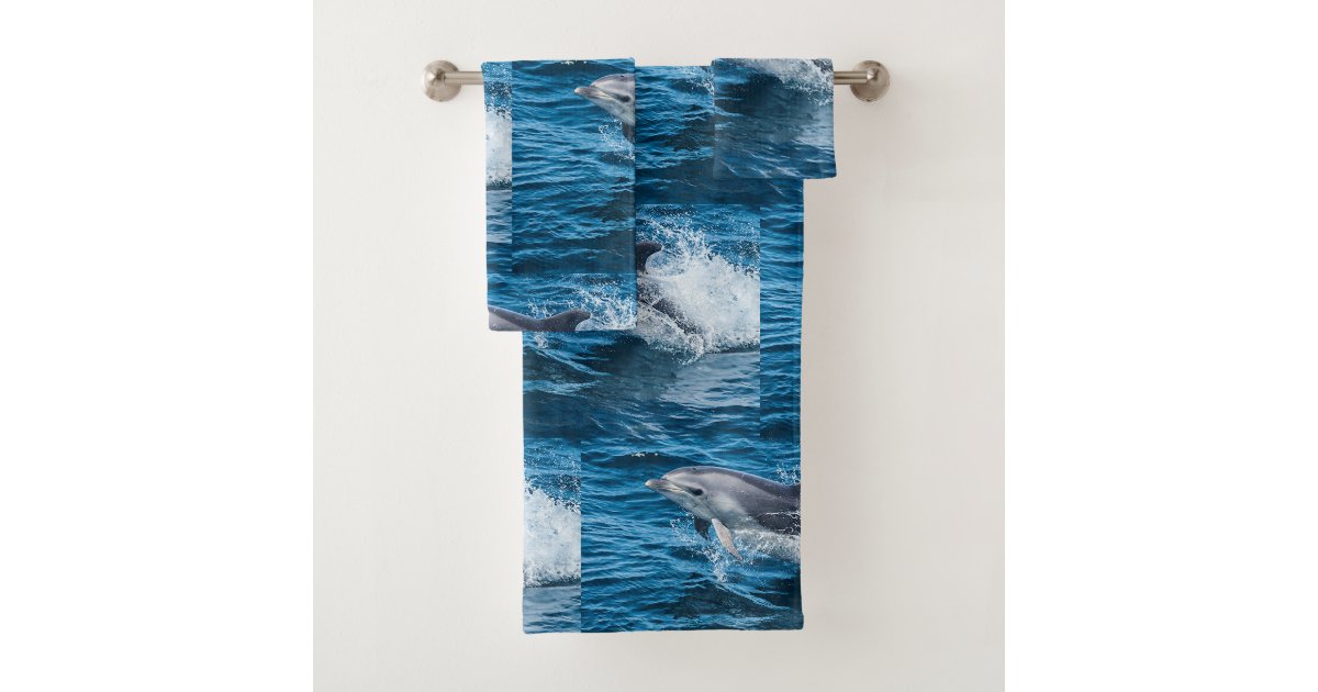 Dolphin Splashing Bath Towel Set Zazzle