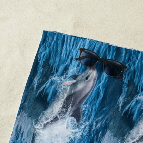 Dolphin Splashing Beach Towel