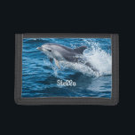 Dolphin Splashing Personalized Wallet<br><div class="desc">This is an absolutely gorgeous photograph of a bottlenose dolphin splashing and playing in the waters.  Photographer on this was Allison Henry.  We did make some enhancement edits so that this beautiful dolphin really stood out as the main attraction.</div>