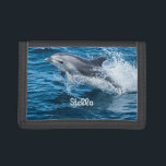 Dolphin Splashing Personalized Wallet<br><div class="desc">This is an absolutely gorgeous photograph of a bottlenose dolphin splashing and playing in the waters.  Photographer on this was Allison Henry.  We did make some enhancement edits so that this beautiful dolphin really stood out as the main attraction.</div>
