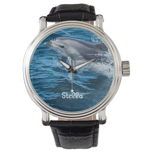 Dolphin Splashing Personalized Watch