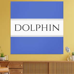DOLPHIN Sporty Fun Summer Blue White Gray Stripes Canvas Print