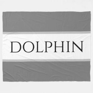 DOLPHIN Sporty Gray Black White Nautical Stripes Fleece Blanket