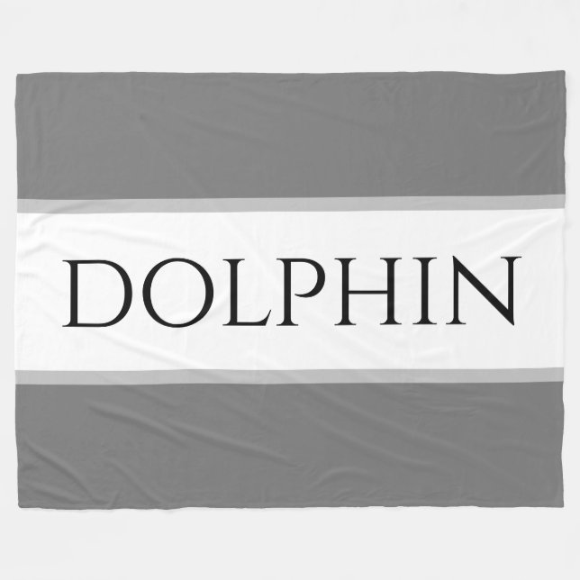 DOLPHIN Sporty Gray Black White Nautical Stripes Fleece Blanket (Front (Horizontal))