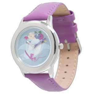 Dolphin - Stainless Steel Pink Leather Strap Watch