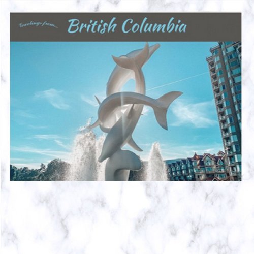 Dolphin Statue Downtown Kelowna British Columbia  Postcard