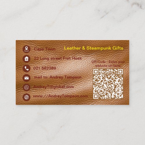 Dolphin Steampunk on leather business card