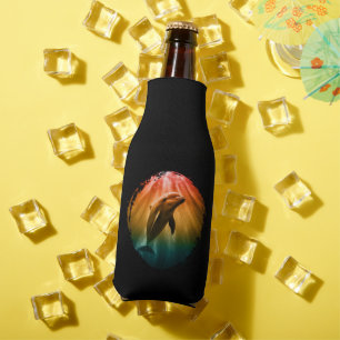 dolphin summer sea ocean sunset bottle cooler
