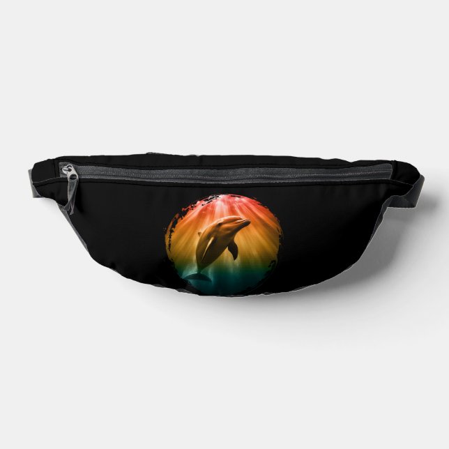 dolphin summer sea ocean sunset  fanny pack (Lay Down)