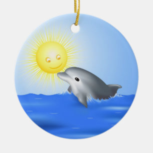 Dolphin & Sun Ceramic Ornament