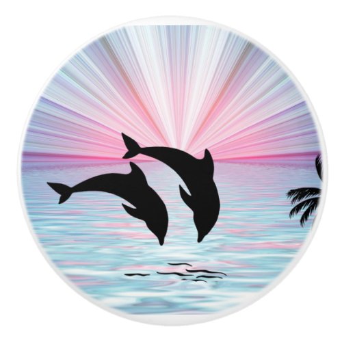 Dolphin Sunset Ceramic Knob