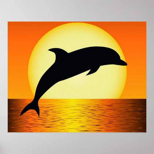 Dolphin Sunset Poster