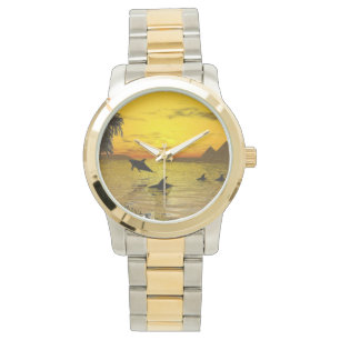 Dolphin Sunset Two Tone Watch