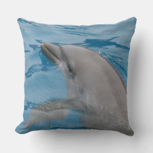 Dolphin Swimming Gracefully in Clear Blue Water Throw Pillow