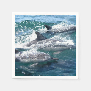 Dolphin Swimming In The Blue Sea Water Ocean Napkins