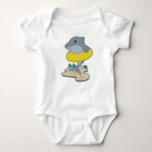 Dolphin Swimming Lifebuoy Baby Bodysuit
