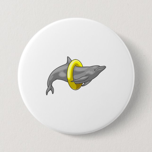 Dolphin Swimming Lifebuoy Button (Front)