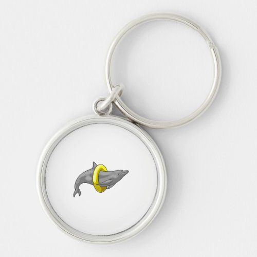Dolphin Swimming Lifebuoy Keychain