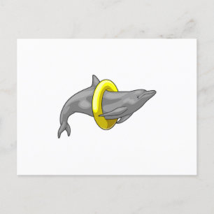 Dolphin Swimming Lifebuoy Postcard