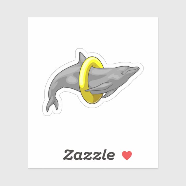 Dolphin Swimming Lifebuoy Sticker (Sheet)