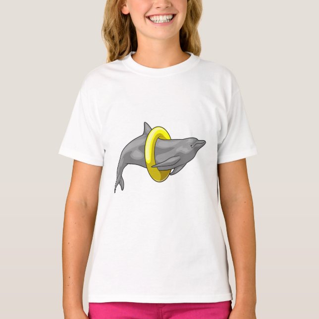 Dolphin Swimming Lifebuoy T-Shirt (Front)