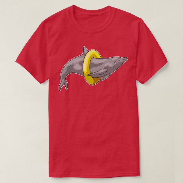 Dolphin Swimming Lifebuoy  T-Shirt (Design Front)