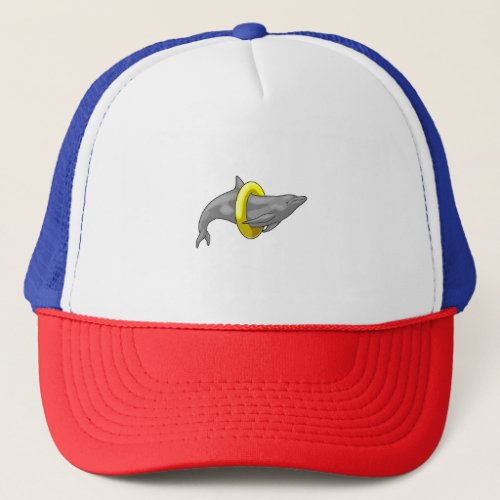 Dolphin Swimming Lifebuoy Trucker Hat