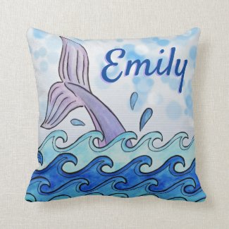 Dolphin Tail In Ocean Personalized Throw Pillow