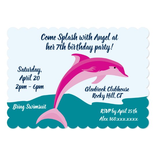 Dolphin Theme Birthday Party Invitation