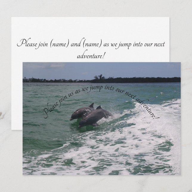 Dolphin themed wedding invitation (Front/Back)