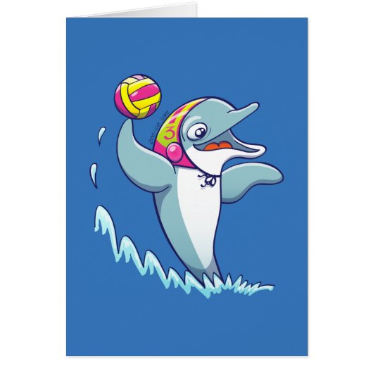 Dolphin throwing the ball while playing water polo cards (Front)
