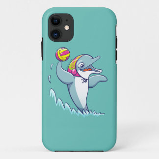 Dolphin throwing the ball while playing water polo iPhone 11 case