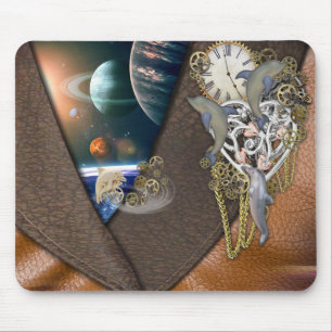 Dolphin time on leather mouse pad