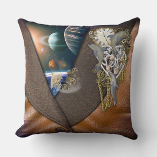 Dolphin time on leather throw pillow