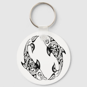 Dolphin Tribal Tattoo Keychain
