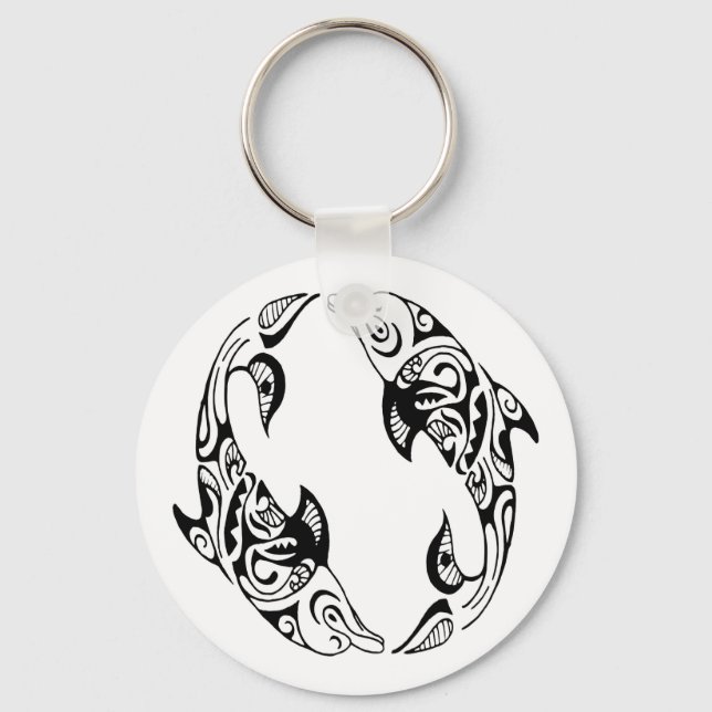 Dolphin Tribal Tattoo Keychain (Front)