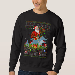 Dolphin Ugly Santa Riding Dolphin Christmas Sweatshirt