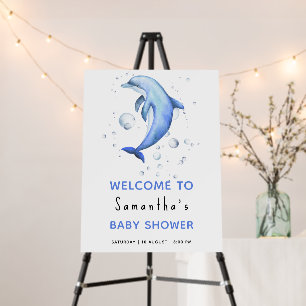 Dolphin under the sea baby shower welcome foam board