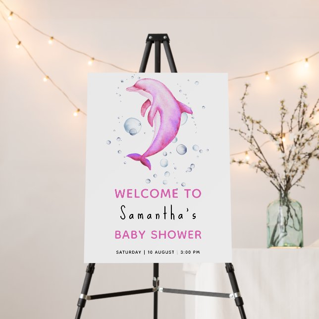 Dolphin under the sea baby shower welcome foam board (In Situ (Stand))