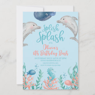 Dolphin Under the Sea Birthday Invitation