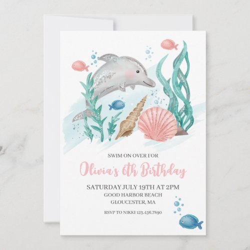 Dolphin Under the Sea Birthday Invitation