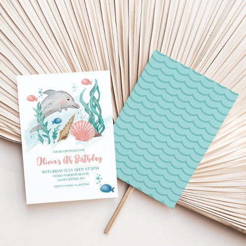 Dolphin Under the Sea Birthday Invitation