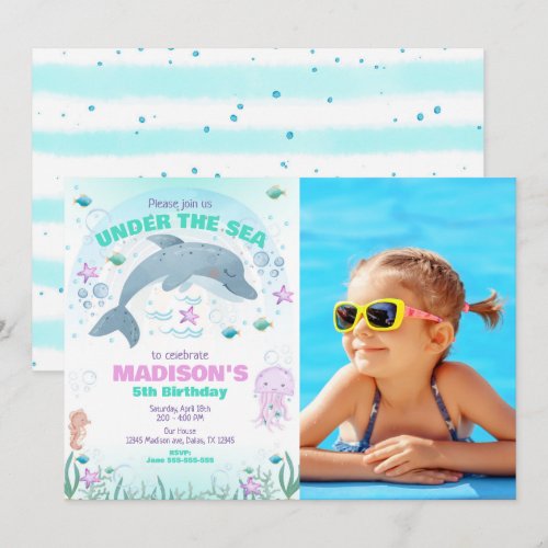 Dolphin Under the Sea Birthday  Invitation Photo