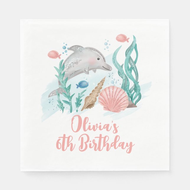 Dolphin Under the Sea Birthday Napkins (Front)