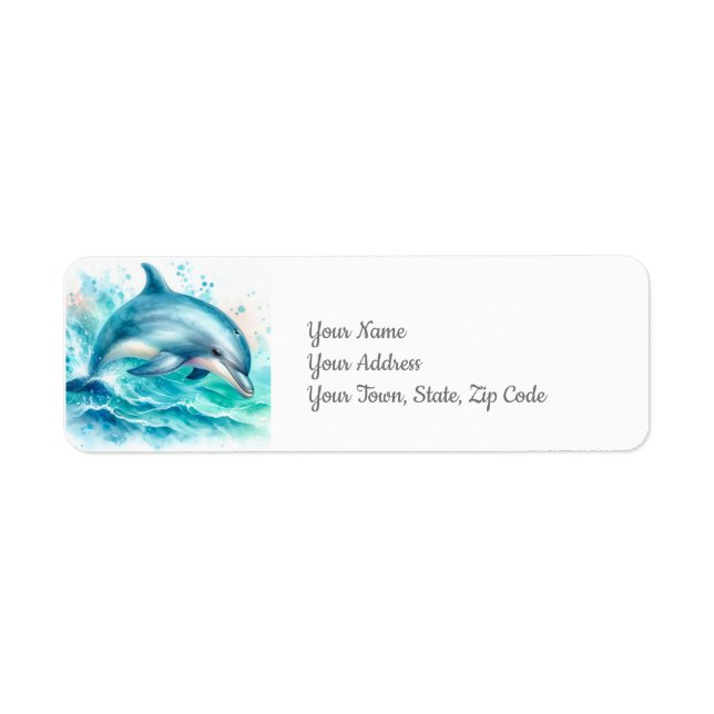 Dolphin Under the Sea Coastal Beach Label (Front)