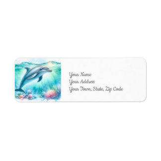 Dolphin Under the Sea Coastal Beach Label